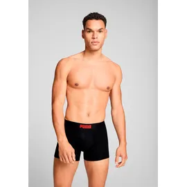 Puma Boxershorts PUMA "PUMA MEN EVERYDAY PLACED LOGO BOXERS 2P", Damen, Gr. L, rot (rot, schwarz), Jersey, Obermaterial: 95% Baumwolle, 5% Elasthan, unifarben mit Farbeinsatz, normal, Unterhosen, mit Logo Webbund