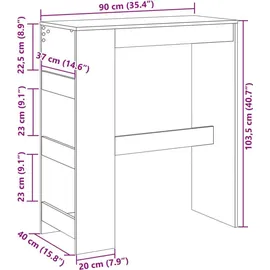 vidaXL Bartisch 90 x 40 x 103,5 cm Braun