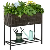 Outsunny Poly Rattan Hochbeet 30 x 30 x 70 cm Braun