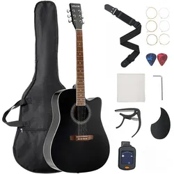 VEVOR Elektro Akustische Gitarre Cutaway Solo Anfängerpaket 1041,4 mm Schwarz