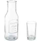 Relaxdays Wasserkaraffe Set mit Gläsern, 5-teiliges Set, 1,5 l, 200 ml, Karaffe ohne Deckel, Wassergläser, transparent