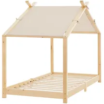 [en.casa] Kinderbett Brome Hausbett 90 x 200 cm Kiefer naturbelassen beige