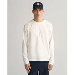 Gant für Herren. 2004041 Tonal Shield Langarm-T-Shirt weiß (S), Lässig, Baumwolle