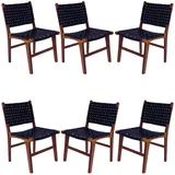 Casa Moro Esszimmerstuhl Essstuhl Leder Schwarz Stuhl Esszimmerstühle Holz Walnuss (Lederstuhl Holzstuhl Esszimmer Stuhl), Echtleder Stuhl auch 2er, 4er & 6er Set Esszimmerstühle schwarz