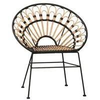 Vintagehaus Gartensessel Hacienda Rattan Peacock In/Outdoor Black Gartenstuhl
