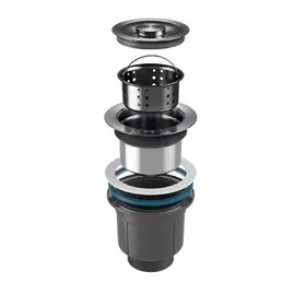 QLS Spülbecken SANTA Edelstahl Unterbau 74x44 cm + Siphon Graphitgrau 11222 - Grau