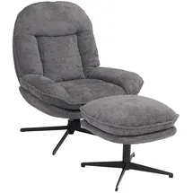 Mendler Relaxsessel HWC-P32 Chenille 80 x 96 x 80 cm Grau mit Hocker