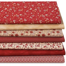 Patchwork- und Quiltpaket "Landhaus", burgunderrot/creme