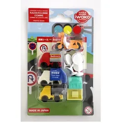 IWAKO 611055 Puzzle Radiergummi-Set Verkehrsschilder