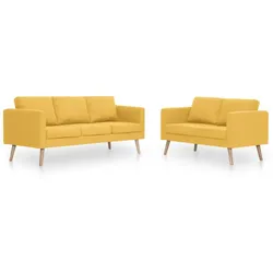 vidaXL 2-tlg. Sofagarnitur Stoff Gelb