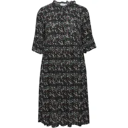 Blusenkleid FRANSA "Blusenkleid FPLiza", Damen, Gr. 52, grün (schwarz forest mix), Obermaterial: 100% Viskose CV., geblümt, casual, A-Linie knieumspielend, Kleider