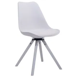 CLP Küchenstuhl Troyes Kunstleder Rund, drehbar, mit runden Holzbeinen weiß