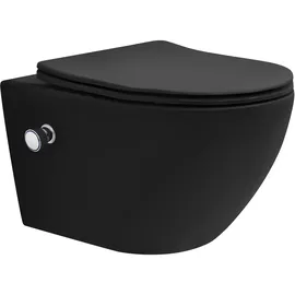 luxebath Wand-WC mit WC-Sitz Schwarz matt Nano
