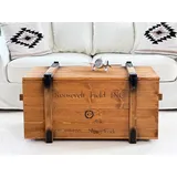 Uncle Joe ́s Truhe Roosevelt Couchtisch Truhentisch im Vintage Shabby chic Style aus Massiv-Holz in braun mit Stauraum und Deckel Holzkiste Beistelltisch Landhaus Wohnzimmertisch Holztisch nussbaum