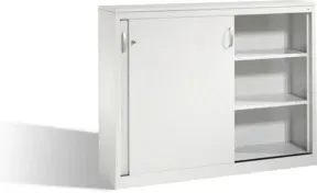 C+P Akten-Sideboard Acurado mit Schiebetüren, 2 x 3 Ordnerhöhen, H1200xB1600xT400mm Front Lichtgrau Korpus Lichtgrau