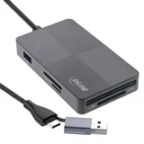 InLine USB 3.2 Multi Cardreader Hub, SD/TF/MS/XD/CF, 3-Port USB-A, Dual