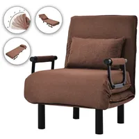 Powerwill Sofa Umwandelbarer Schlafsofa-Schlafsessel,klappbarer Sessel mit Kissen braun