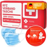 PURAHELP KFZ Verbandstasche nach aktueller Norm 2024 DIN 13164 (StVO konform) - Inkl. Beatmungstuch - Erste Hilfe Set Auto Verbandskasten 2025