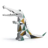 HAUCOZE Amoy-Art Krokodil Skulpturen Arts Modern Dekor Figuren Tier Statue Wohnzimmer Kunst Polyresin Geschenk Weiß 17cm