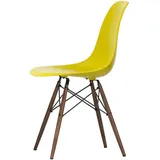 Vitra - Eames Plastic Side Chair DSW RE, Ahorn dunkel / senf (Filzgleiter basic dark)