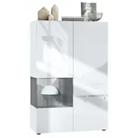 Vladon Vitrine, Anthrazit, 91.5x136.5x37 cm, Wohnzimmer, Wohnwände, Vitrinenschränke