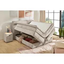 Jockenhöfer Boxspringbett "Queen, inklusive Strauraum/Bettkasten", beige (beige, grau 460, 29), B:195cm L:230cm, Bezug Bett: Chenille (100% Polyester);Topper und Matratzenspiegel: 100% Polyester, Komplettbetten, Boxspringbett, 7-Zonen-TTFK-Matratze, KS-Topper,