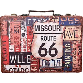 BIRENDY Truhe Kiste KD1711/12 Geschenkbox Holztruhe Vintage Look Schatzkiste Route 66 , Größe:Größe L ( 31cm B x 20cm T x 10cm H )