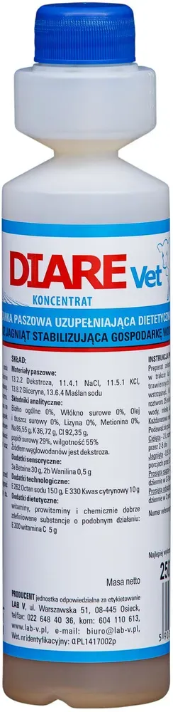 LAB-V Diare Vet - Diät-Ergänzungsfuttermittel für Tiere nach Verdauungsstörungen 2x250ml (Rabatt für Stammkunden 3%)