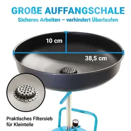 BITUXX Mobiler 80L Ölauffangwagen Ölablassgerät Altölauffang Ölwechsel Druckluft Entleerung 38,5cm Trichter