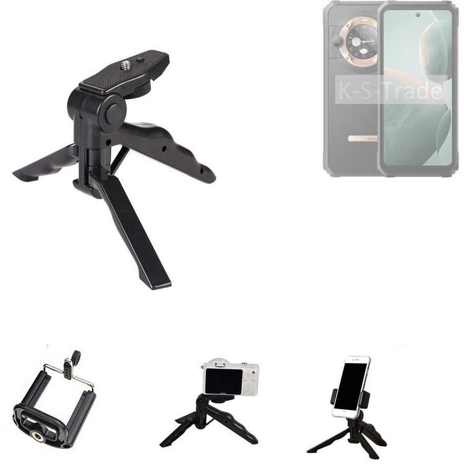 K-S-Trade für Blackview BL9000 Smartphone-Halterung, (Stativ Tisch-Ständer Dreibein Handy-Stativ Ständer Mini-Stativ) schwarz