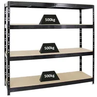 Proregal Schwerlastregal Rhino HxBxT 180x200x60cm Fachlast 500kg 4X Spanplatten-Ebenen 16mm Garagenregal, Lagerregal, Steckregal, Weitspannregal