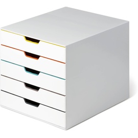 Durable Schubladenbox (Varicolor Mix) 5 Fächer, mit Etiketten zur Beschriftung, mehrfarbig