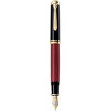 Pelikan Füllhalter Souverän 800, Schwarz-Rot, Feder EF (extra-fein), hochwertiger Kolbenfüller im Geschenk-Etui, 816601