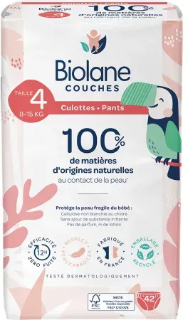 Biolane Windeln Aus Materialien Natürlichen Ursprungs Größe 4 8-15kg Alle Hauttypen 42 Stück