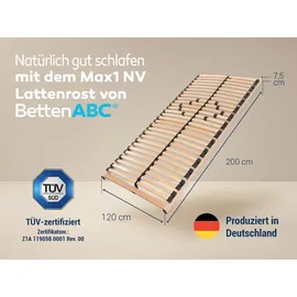 Betten-ABC Max NV MZV Lattenrost zur Selbstmontage mit 28 Leisten, durchgehender Holm, SÜD GS, Größe: 120x200