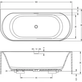 Riho Valor Vorwand-Badewanne 84 x 180 cm (B131001105)