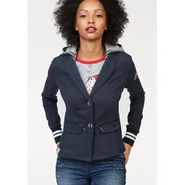 KangaROOS Sweatblazer mit vielen Details und abnehmbarer Kapuze: Gr. 34, marine-hellgrau-meliert, , 172550-34