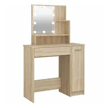 vidaXL Schminktisch mit LED Sonoma-Eiche 86,5x35x136 cm