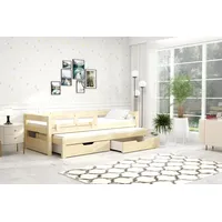 Thematys® thematys Jugendbett Kinderbett mit abnehmbaren Rausfallschutz und Ausziehbett