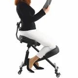 BLACK POINT O'KNEEL Ergonomischer Kniestuhl aus Öko-Leder für Zuhause und Büro (inklusive schwarzem Leinenbezug) Ergonomischer Bürostuhl