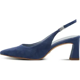 TAMARIS Damen Sling Pump mit Blockabsatz Leder, blau, 40 EU