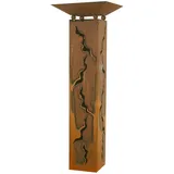 Gartendekoshop24 – Gartendeko Rost Säule mit Schale, 125 cm. Garten Rostsäule aus Edelrost, handgefertigte Metallarbeit, für draußen. Pflanzschale, Schale zum Bepflanzen, wetterfest.