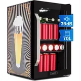 Klarstein - Kühlschrank 70L, Kleiner Kühlschrank mit Herausnehmbaren Ablagen, Leiser Mini Kühlschrank mit Glastür & led, Getränkekühlschrank Klein,