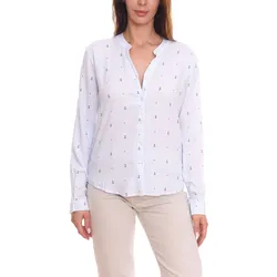 DELMAO Damen Hemd-Bluse mit Allover-Muster modische Langarm-Bluse 42045805 Hellblau