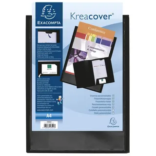 Exacompta 43501E Präsentationsmappe Kreacover PP. Aus PVC mit transparenter DIN A4-Hülle zur Individualisierung der Vorderseite des Deckels schwarz