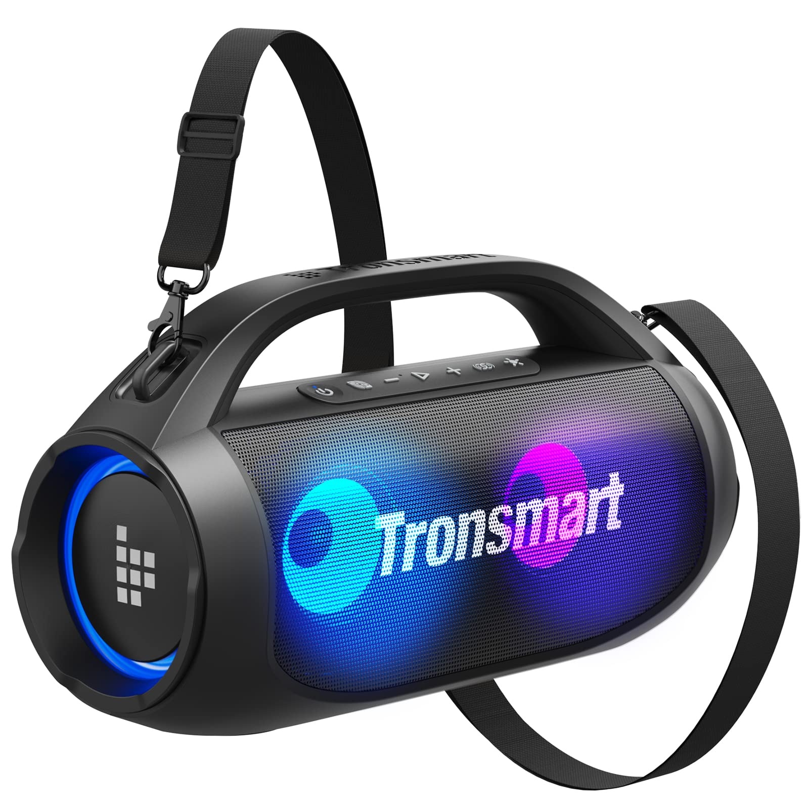Tronsmart Bang SE Bluetooth Lautsprecher mit 3 Lichteffekten, 40W kabellos mit IPX6 Wasserdicht, 24h Akku, Bluetooth 5.3 mit Power Bank, Aux-in/TF/U-Disk, Stereo mit Tragbarer Riemen, Schwarz