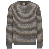 CAMEL ACTIVE Mouline Strickpullover im Streifenmuster in Grau-Gelb | Gr.: XL