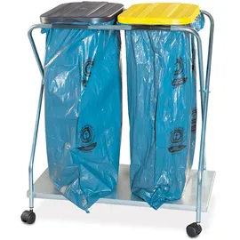 BRB-Lagertechnik Brb Müllsackständer mit Rollen, für 70-120l Säcke (schwarz/gelb, doppelt)