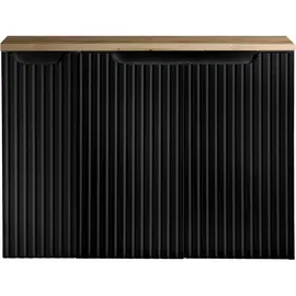 [en.casa] Waschbeckenunterschrank, Skelbolu mit 3 Türen 80x60x40cm Schwarz/Eichenoptik