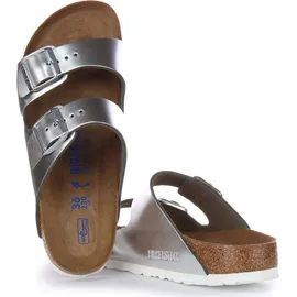 Birkenstock Arizona Weichbettung Naturleder schmal metallic silver 38